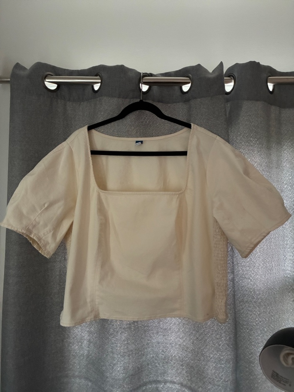 NWT Old Navy Square Neck Ecru 98% cotton denim top cream, crop-hits high on hips